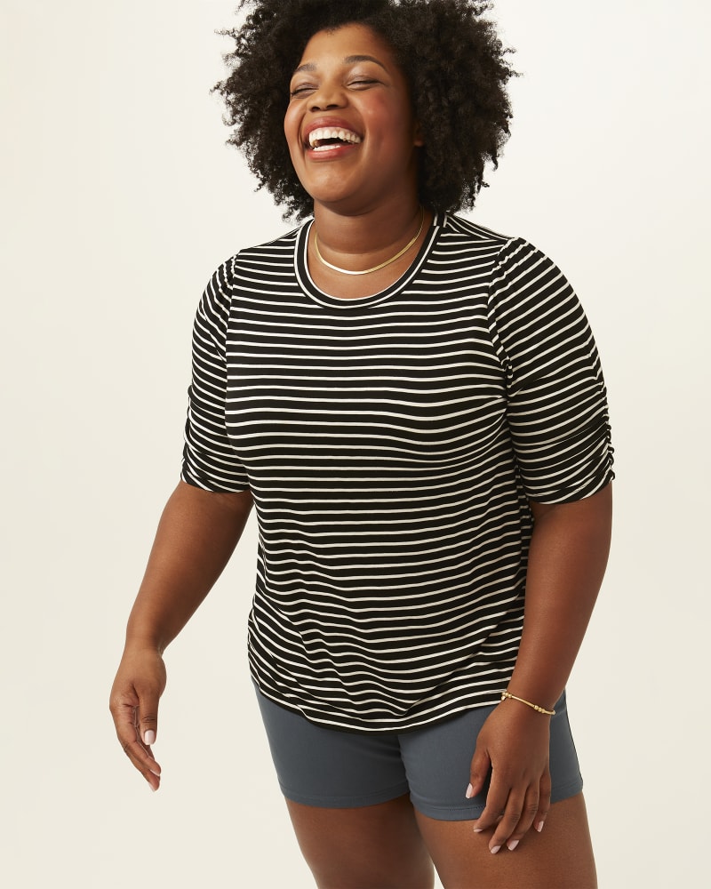 Front of plus size Abby Ruched Sleeve Tee by Meri Skye | Dia&Co | dia_product_style_image_id:202275